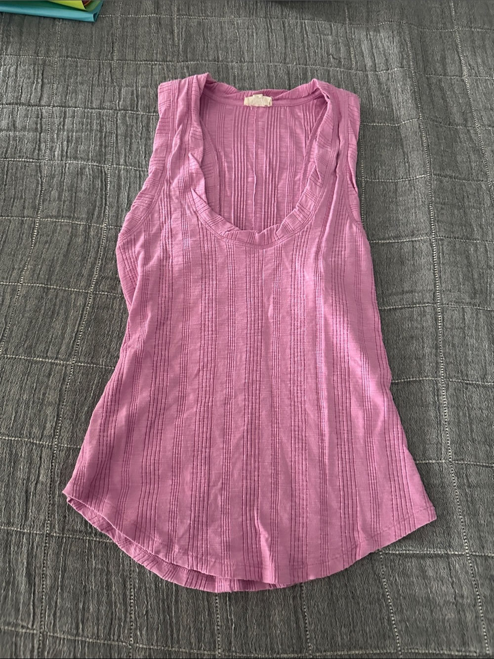 Women’s Pink Ribbed Tank Top - Lightweight Scoop Neck by Pilcro